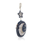 Starry Night Silver Blue Moon Beaded Coin Purse