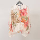 Floral printed blouse with detailed neckline Navy Blue