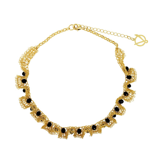 Black & Gold Nalu Handmade Crochet Necklace
