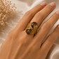 Smoky Grey Swarovski Crystal Statement Ring