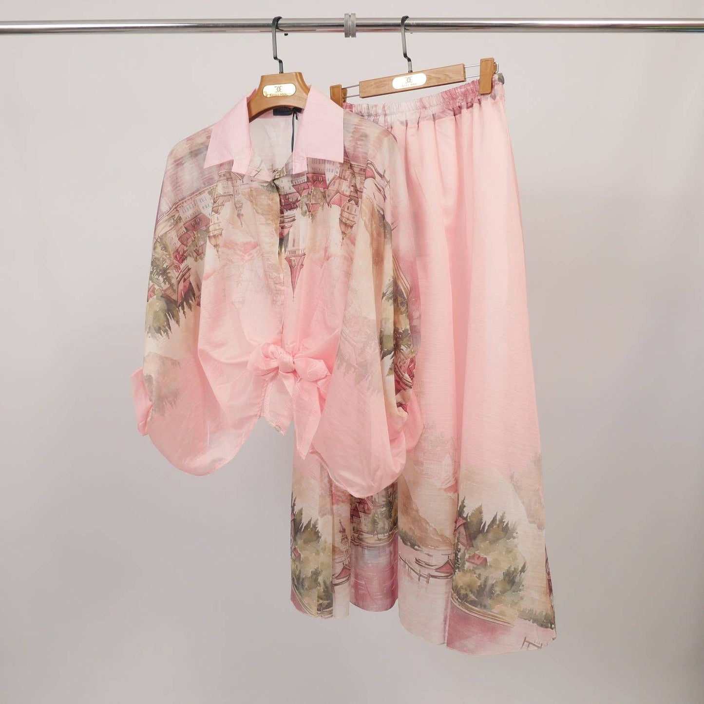 Tunic in printed Tencel and silk – KD8971-3: MARRON