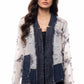 Chiffon Embroidered Jacket with Denim Trim