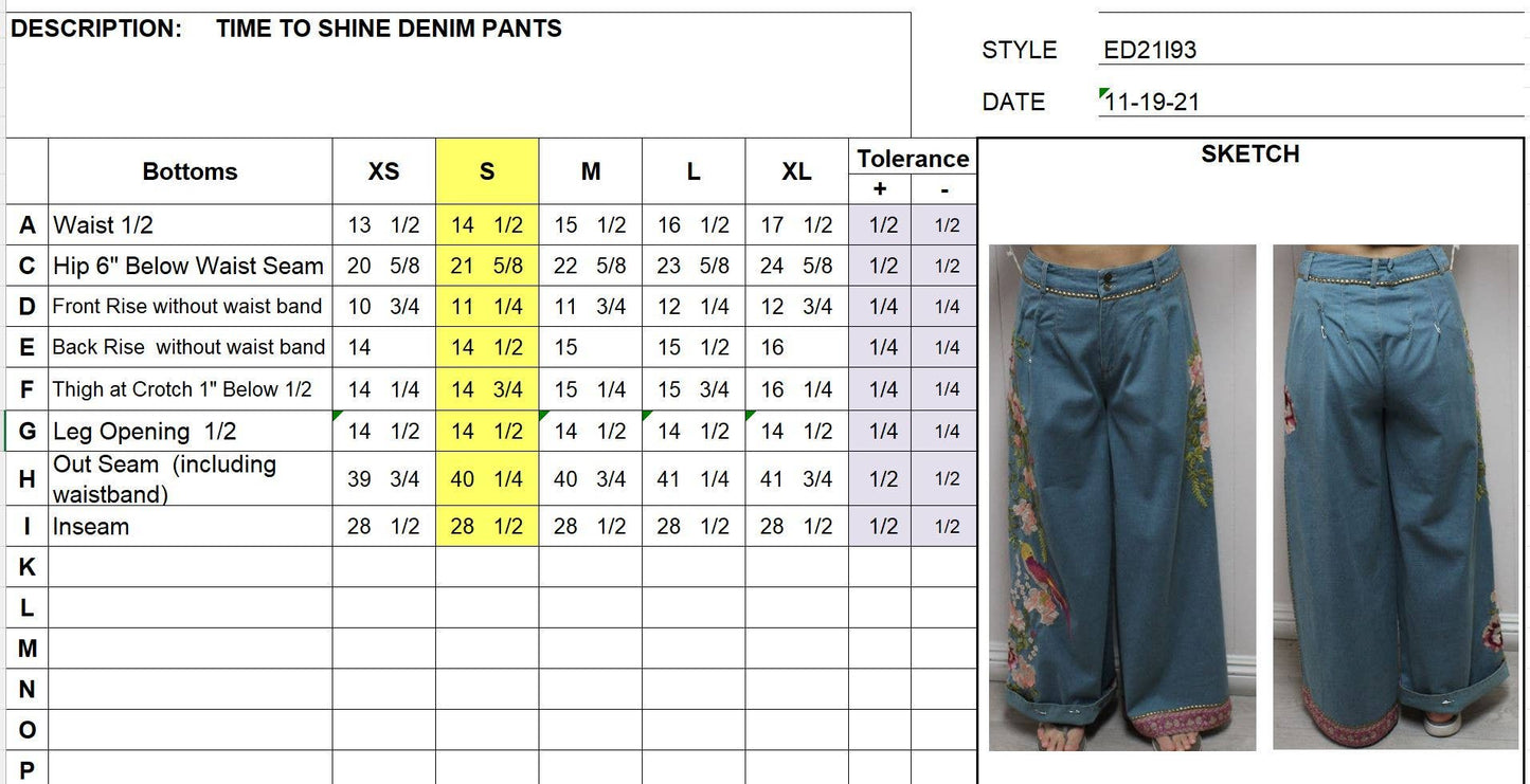 Time To Shine Denim Pants: Denim Wash / XL