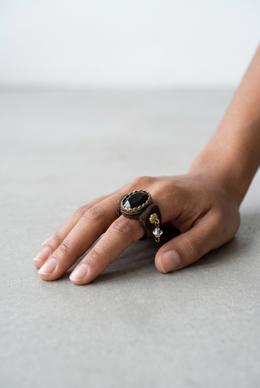 Black Oval Stone Ring