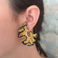 Black & Gold Rio Hoops Handmade Crochet Earrings