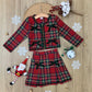 Made For Fashionistas Festive Plaid Tweed Blazer And Skirt Set