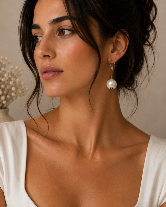 Modern Orbit Pearl Drop Earrings