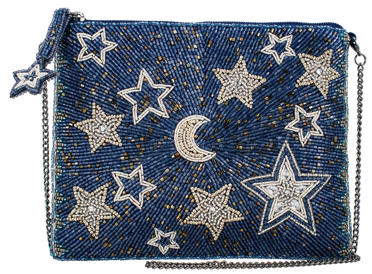 Super Nova Blue Celestial Stars & Moon Beaded Crossbody Mini