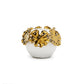 White Ceramic Candle Holder Gold Flower Design: Small