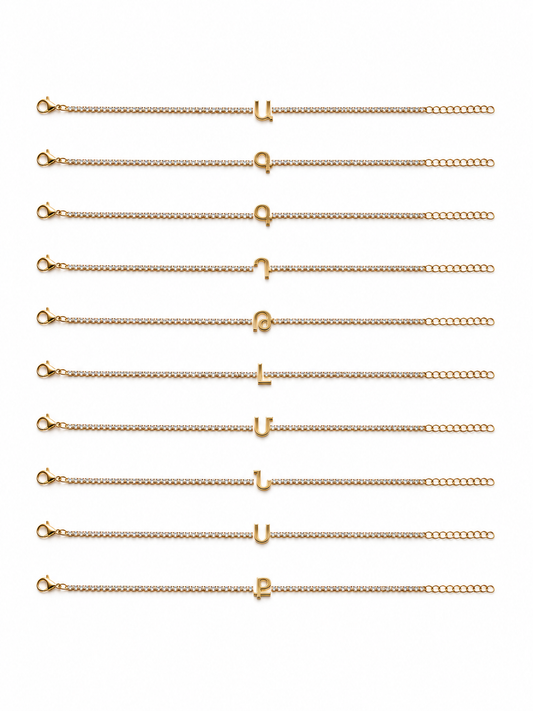 Armenian Initials Tennis Bracelets in Gold