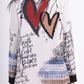 LBLA59 One Size Italian Scripted Artistic Print Blazer