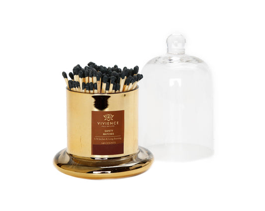 Match Holder Jar with Gold/Smoked Base: Gold