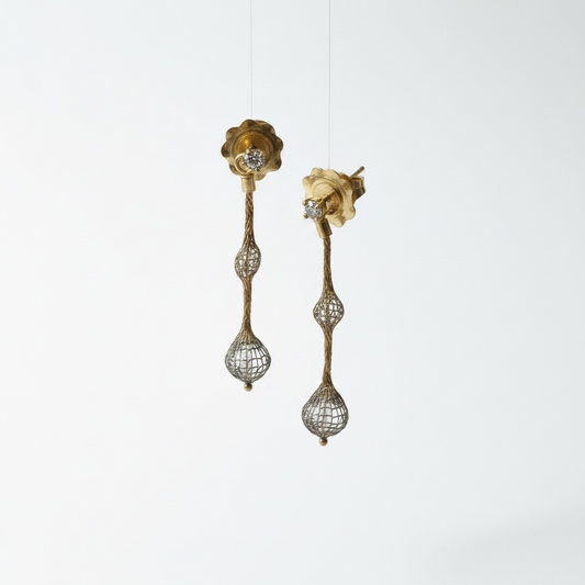Gold Mesh Hanging Earring