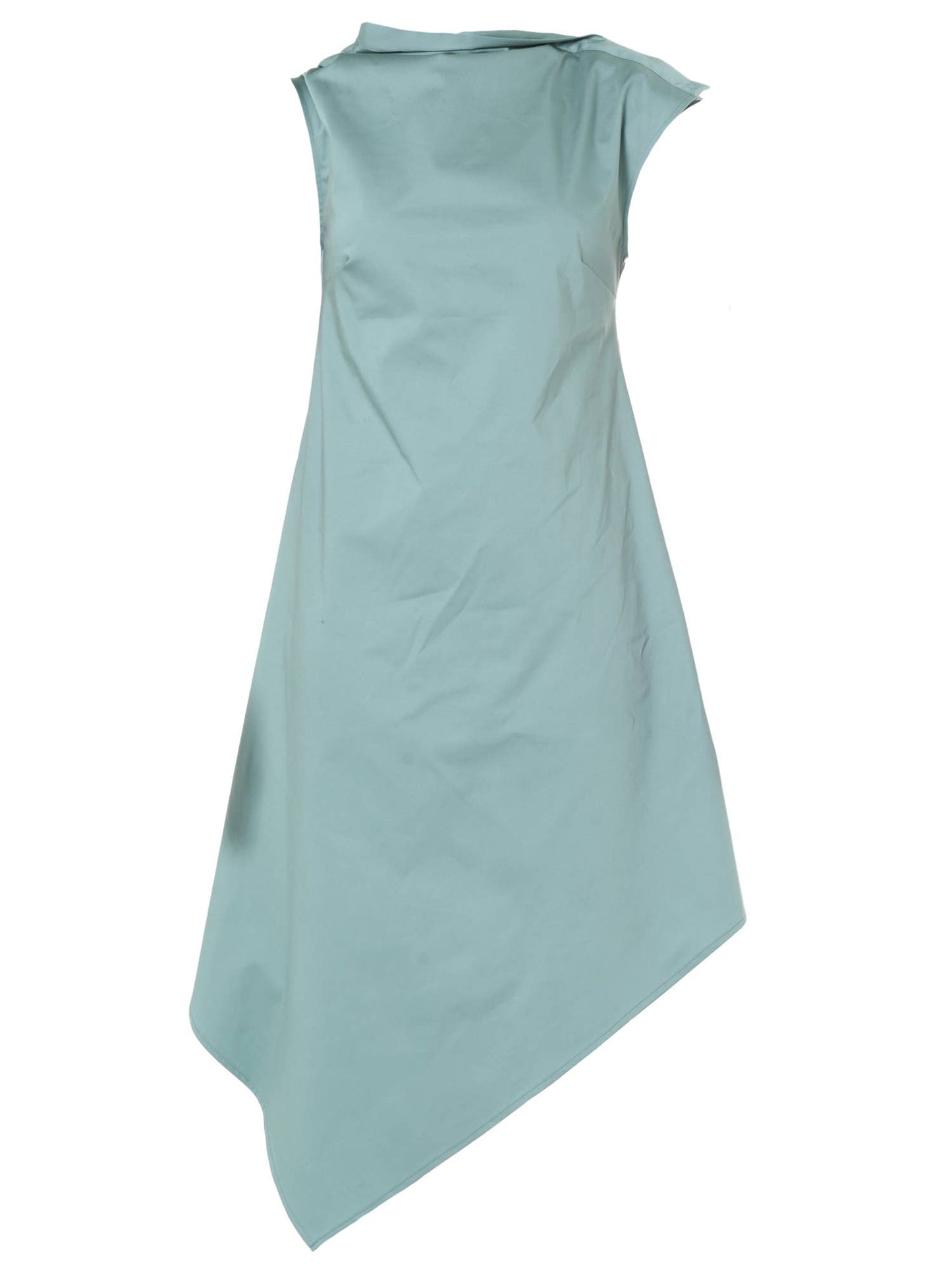 Elegant Satin Cotton Dress In Mint: Black / XL
