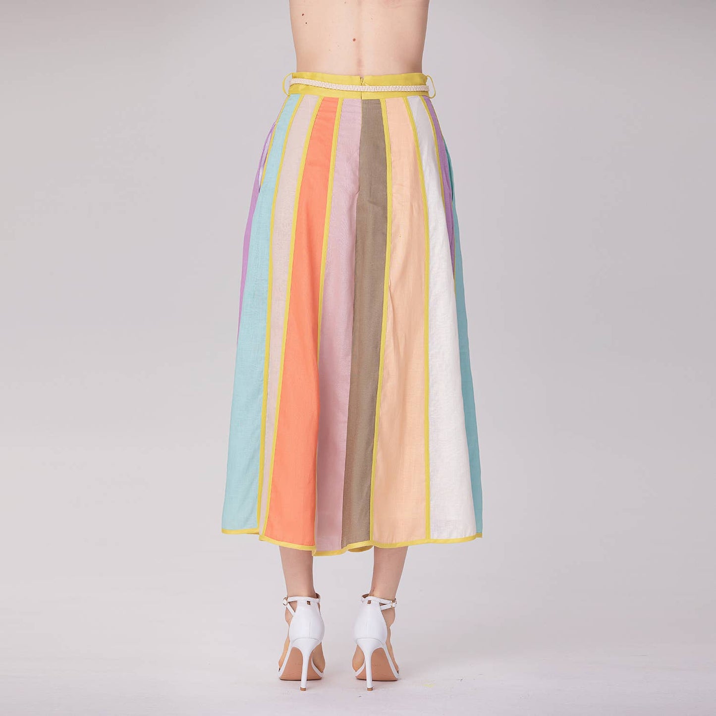 A-line skirt with wide stripes: Multicoloured
