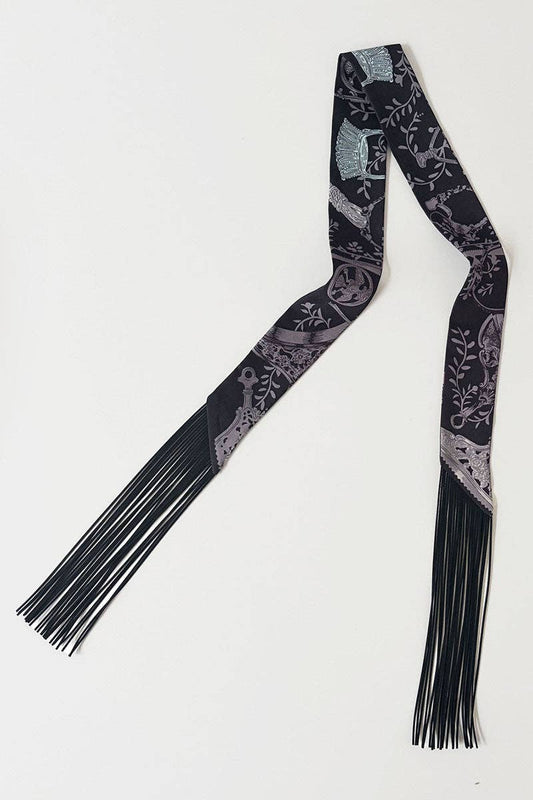 Printed Fringed Detail Scarf: 10 / One Size