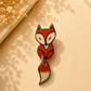 Playful Fox Ceramic Brooch with Dangling Tail