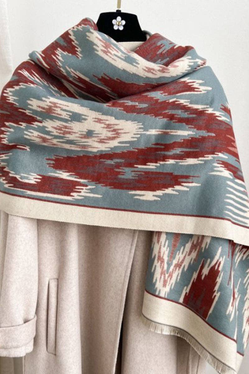 Print Toggle Front Cape Cardigan: WINE / One Size