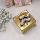 Square Gold Decorative Box With Flower Design on the Lid: Floral