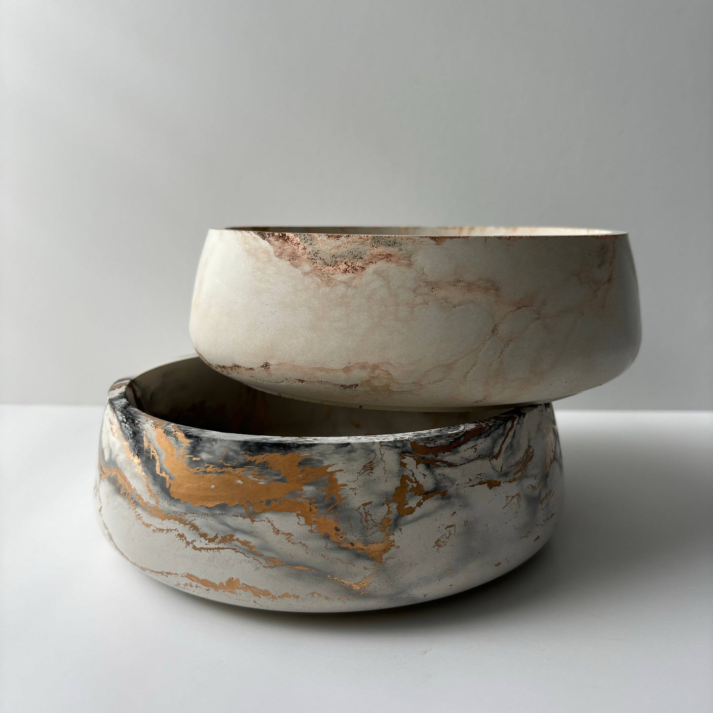 Daza - Concrete Bowl: Black fusion marble / Without hole