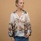 Satin landscape print tunic – KD7365VS-32: Navy Blue