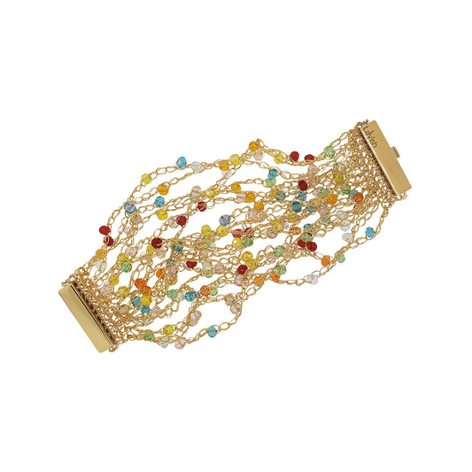 Multicolor & Gold Multi-String Handmade Crochet Bracelet
