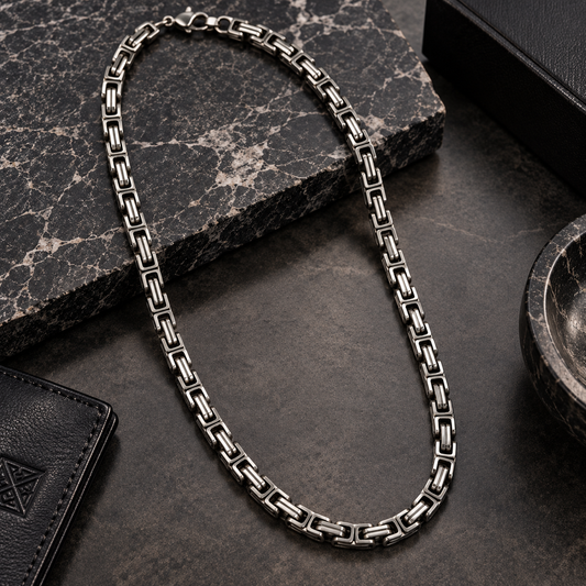 Silver double chain necklace