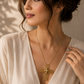 Golden Lace Cubic Zirconia Cross Necklace