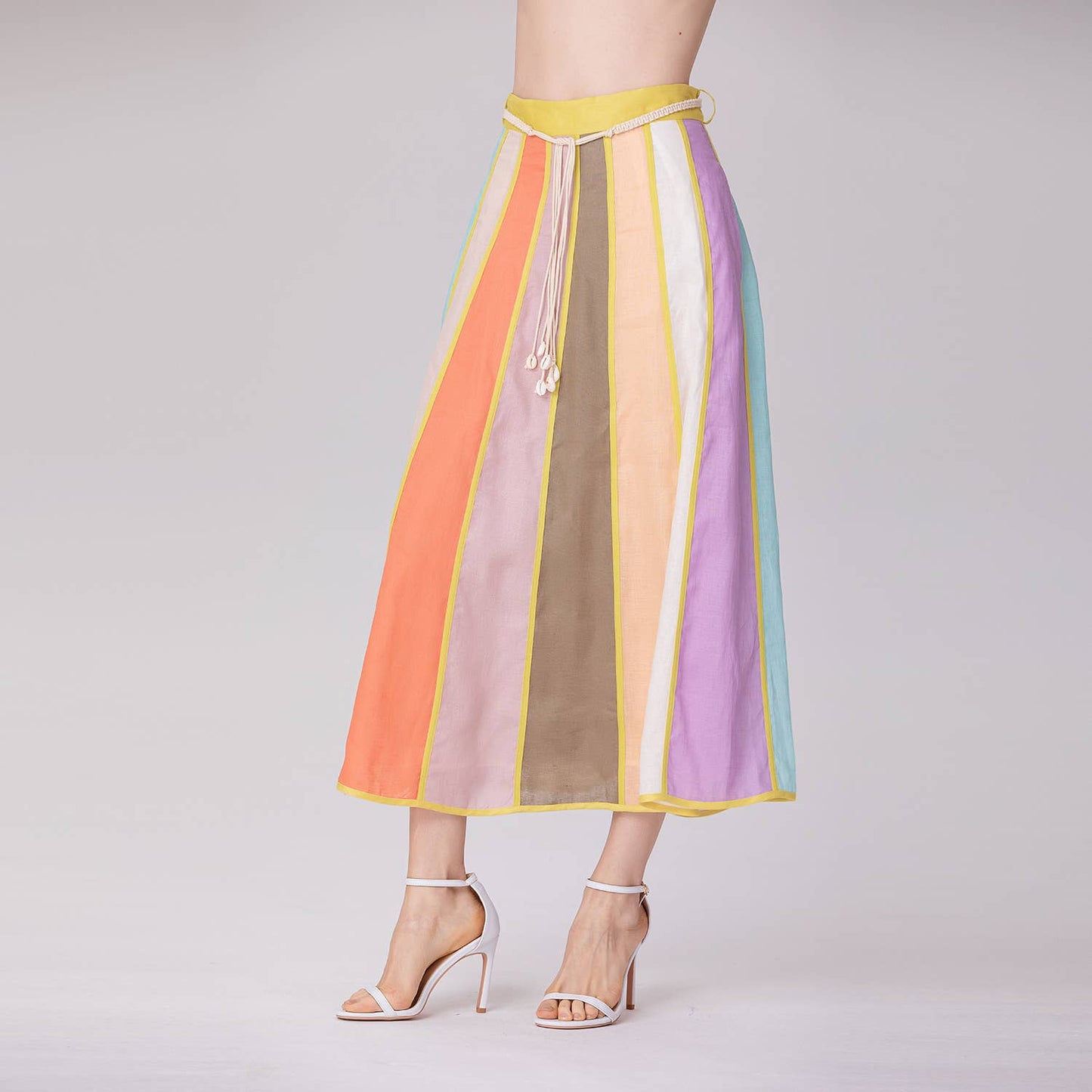 A-line skirt with wide stripes: Multicoloured