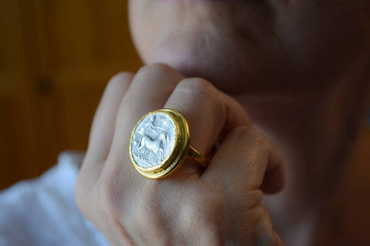 Adjustable 2 tone coin ring