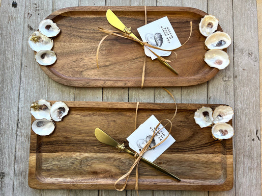 Wood tray with oysters: Rectangle