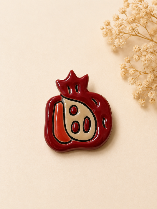 Modern Mosaic Pomegranate Ceramic Brooch