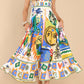 Folk print polyester strap swing midi dress