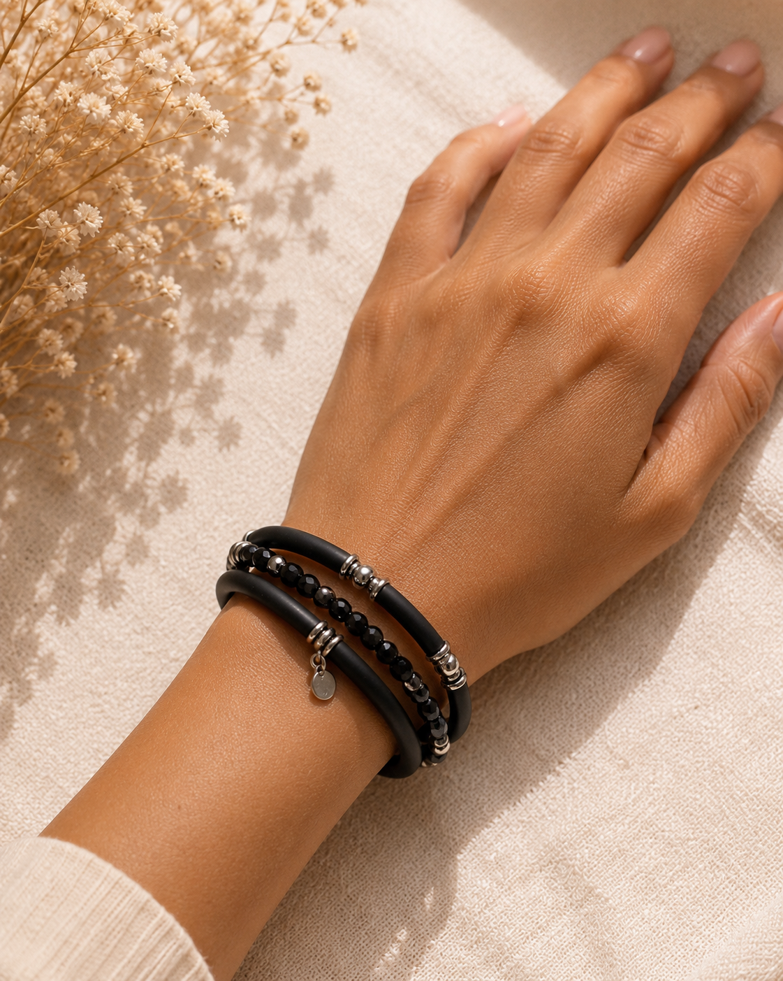Midnight Noir Multi-Strand Wrap Bracelet