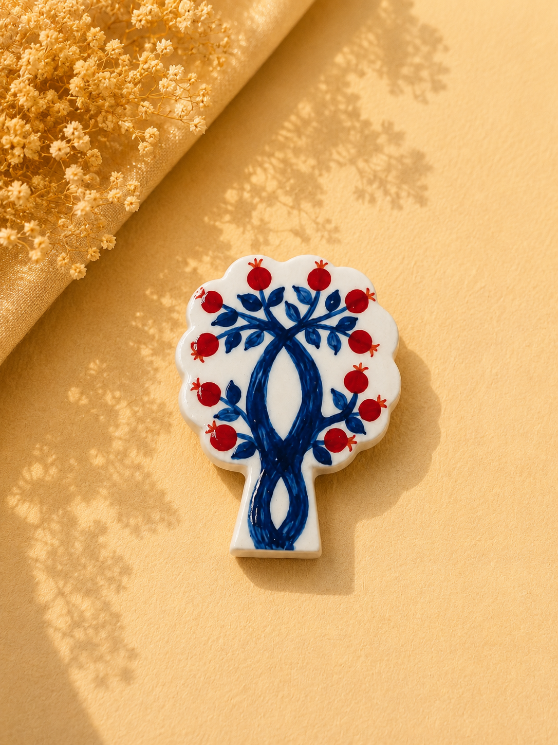 Armenian Pomegranate Tree Ceramic Brooch