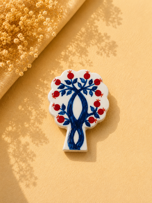Armenian Pomegranate Tree Ceramic Brooch