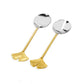 Set of 2 Salad Servers with Gold Handle and Flower Tip