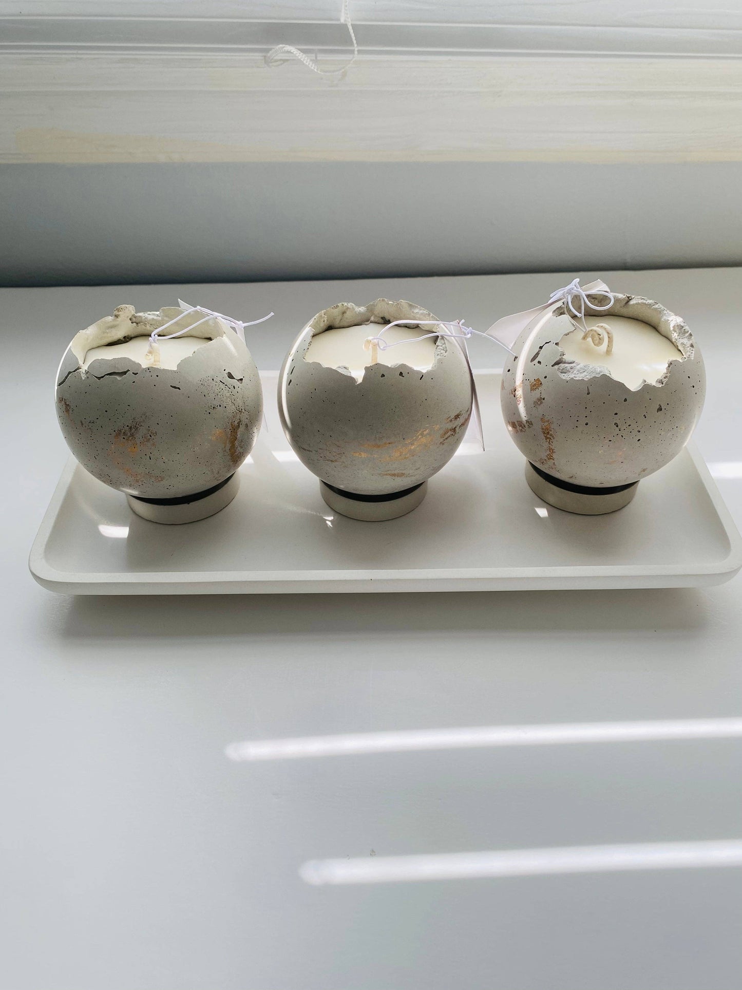 Mini Moon Candle | Sphere Concrete Candle: Fraser Fir