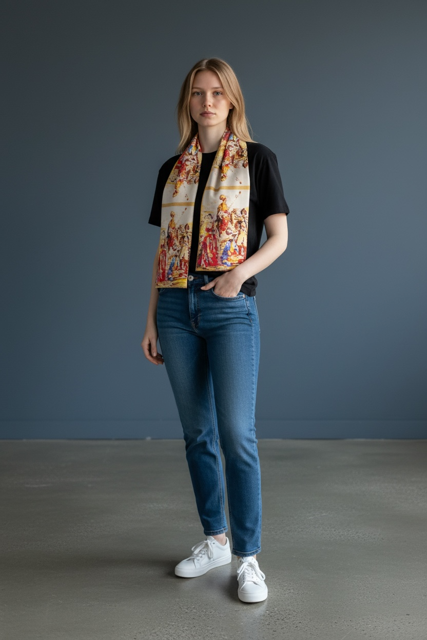 Armenian women with traditional Taraz silk scarf