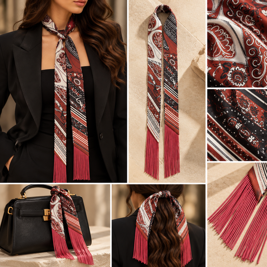 Printed Fringed Detail Scarf: 2 / One Size