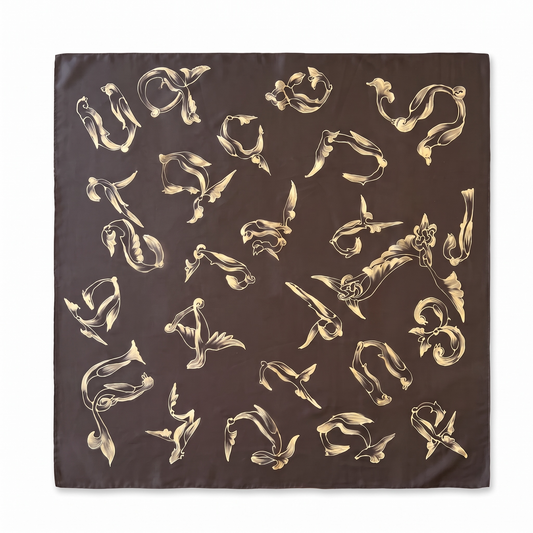Batik Armenian Alphabet Silk Scarf square