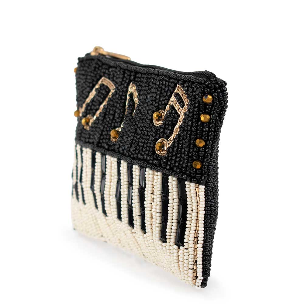 Play it Again Beaded Piano Keys and Notes Coin Purse