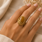 Golden Amber Leaf Ring