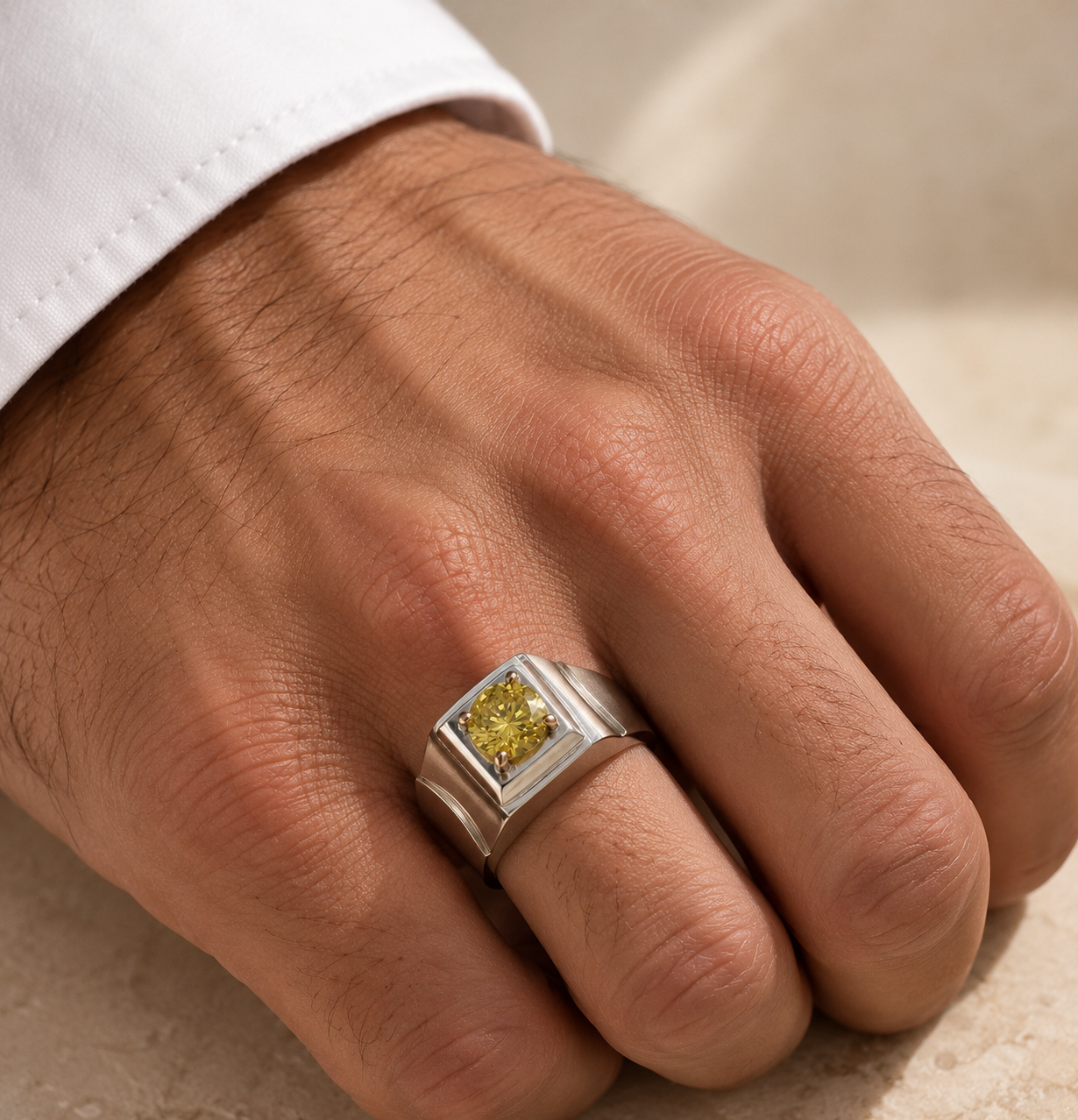 Men’s Yellow Stone Statement Ring