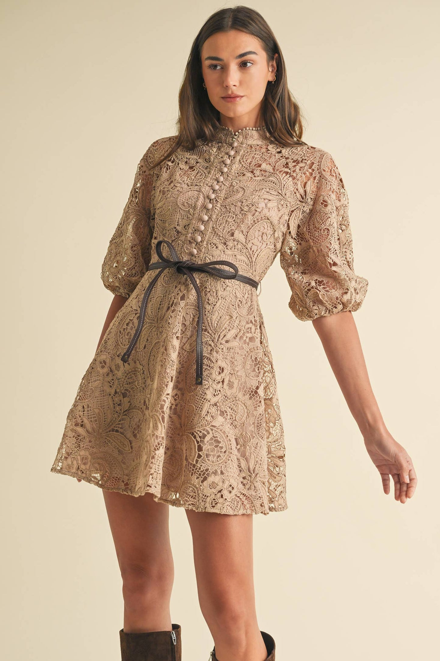 Crochet Lace VIctorian style Mini Dress