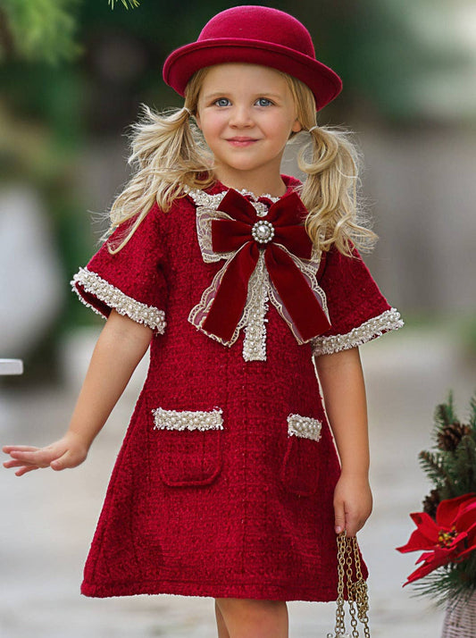 Cozy Meets Chic Burgundy Tweed Dress: Burgundy