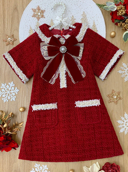 Cozy Meets Chic Burgundy Tweed Dress: Burgundy