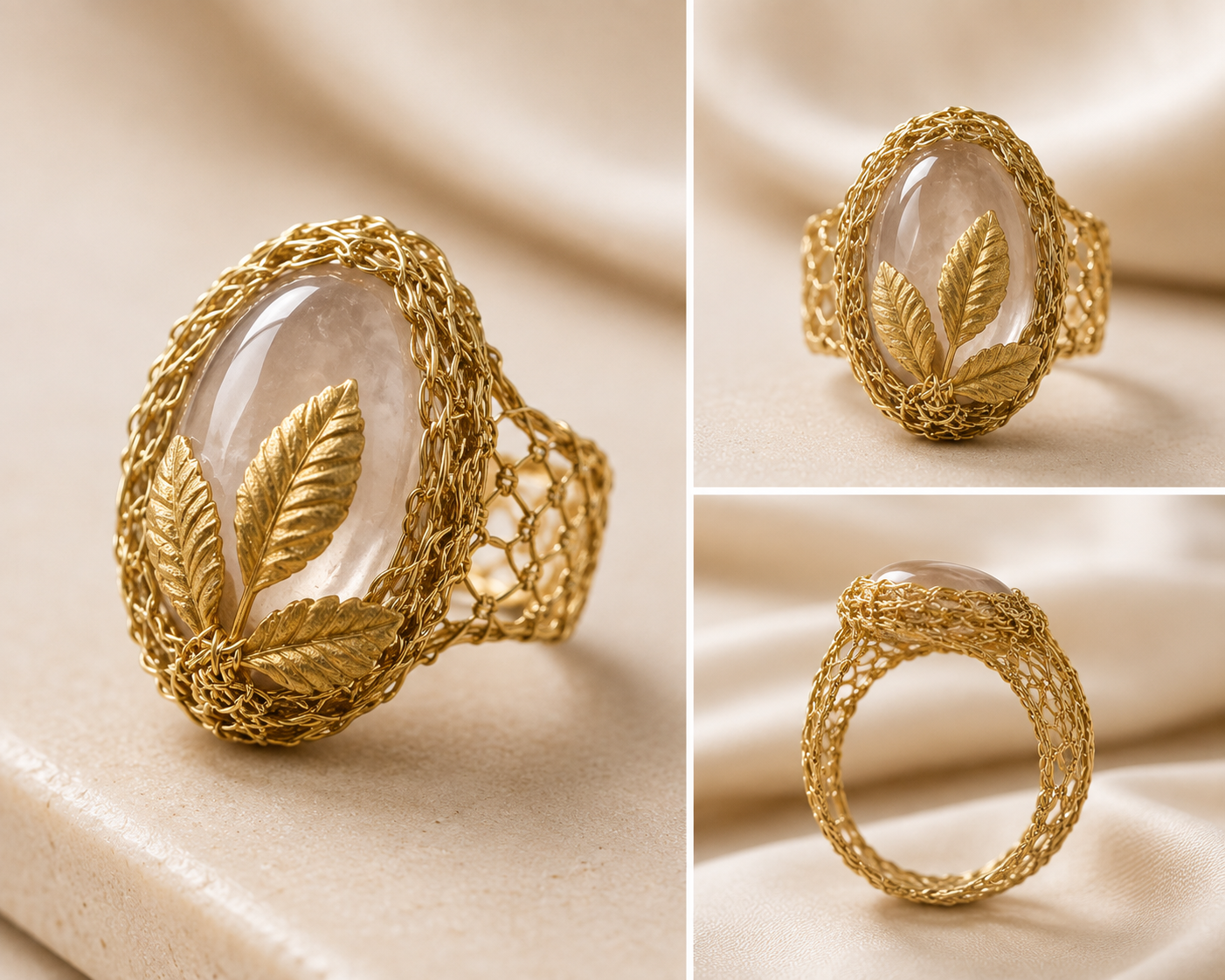 Clear Jasper Botanical Statement Ring