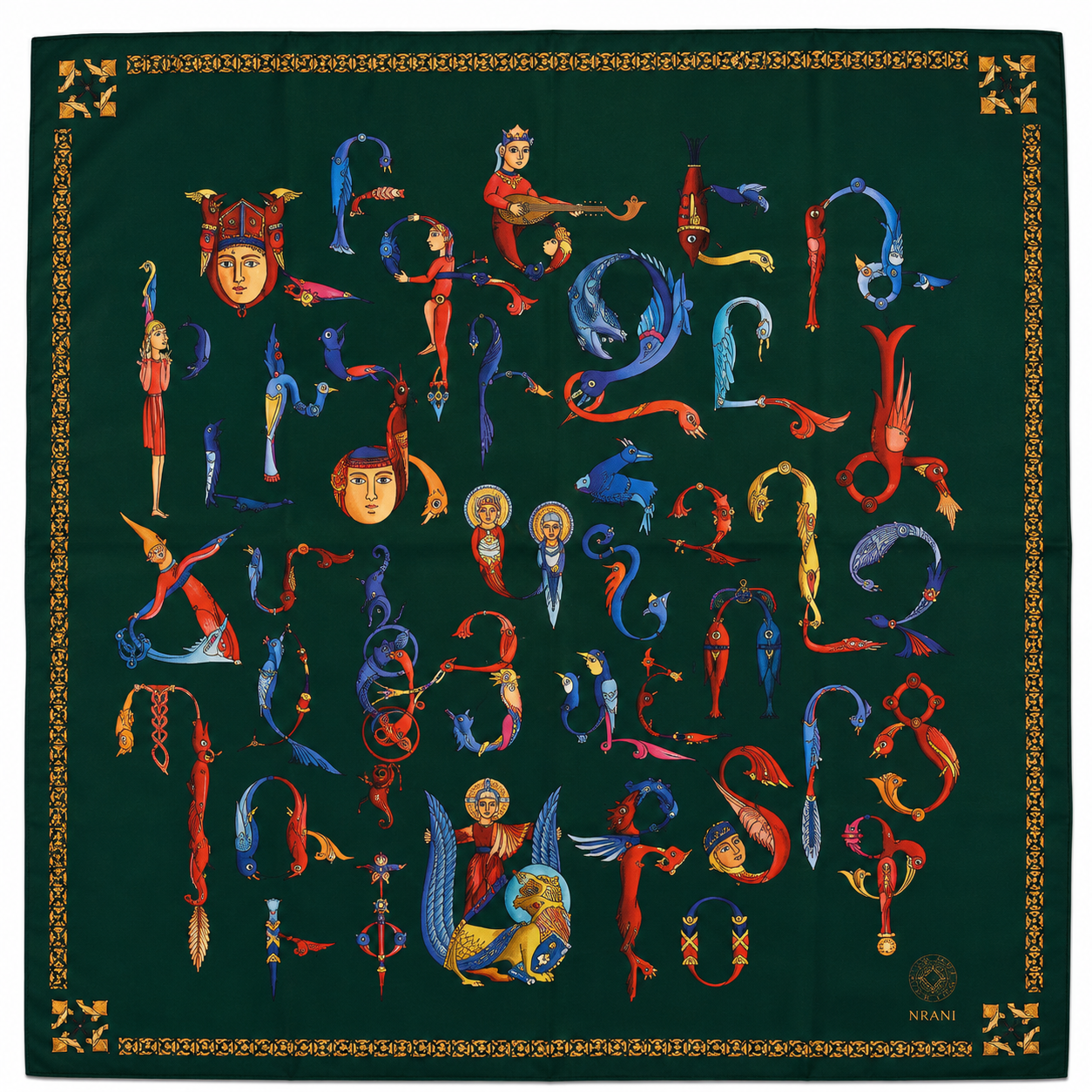 Trchnagir Armenian Alphabet Poly Silk Scarf 7