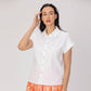 Minimalist short-sleeve cotton shirt: White